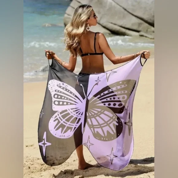 NIP Butterfly Bathing Suit Wrap Coverup - Picture 1 of 10